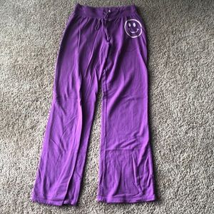 Smile Face Purple Sweat Pants